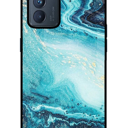 Blue Glitter Marble Oppo Reno6 Pro 5G Glass Case