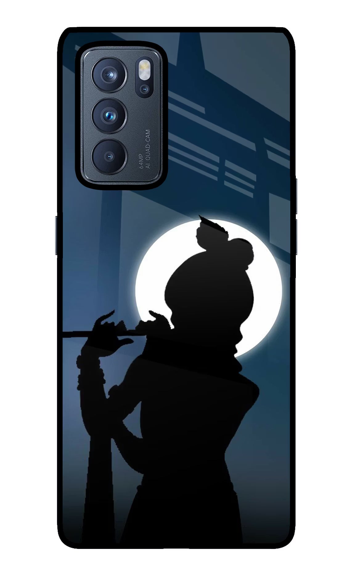 Shri Krishna Silhouette Oppo Reno6 Pro 5G Glass Case Back Cover by Casekaro