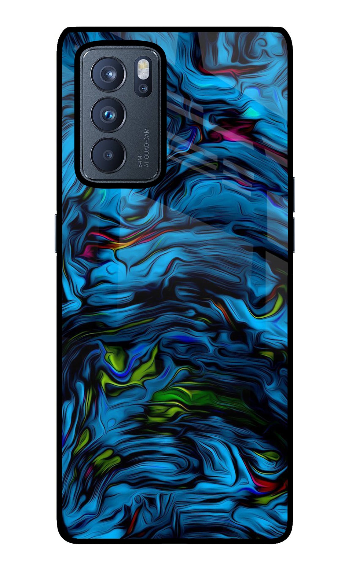 Dark Blue Abstract Oppo Reno6 Pro 5G Glass Case