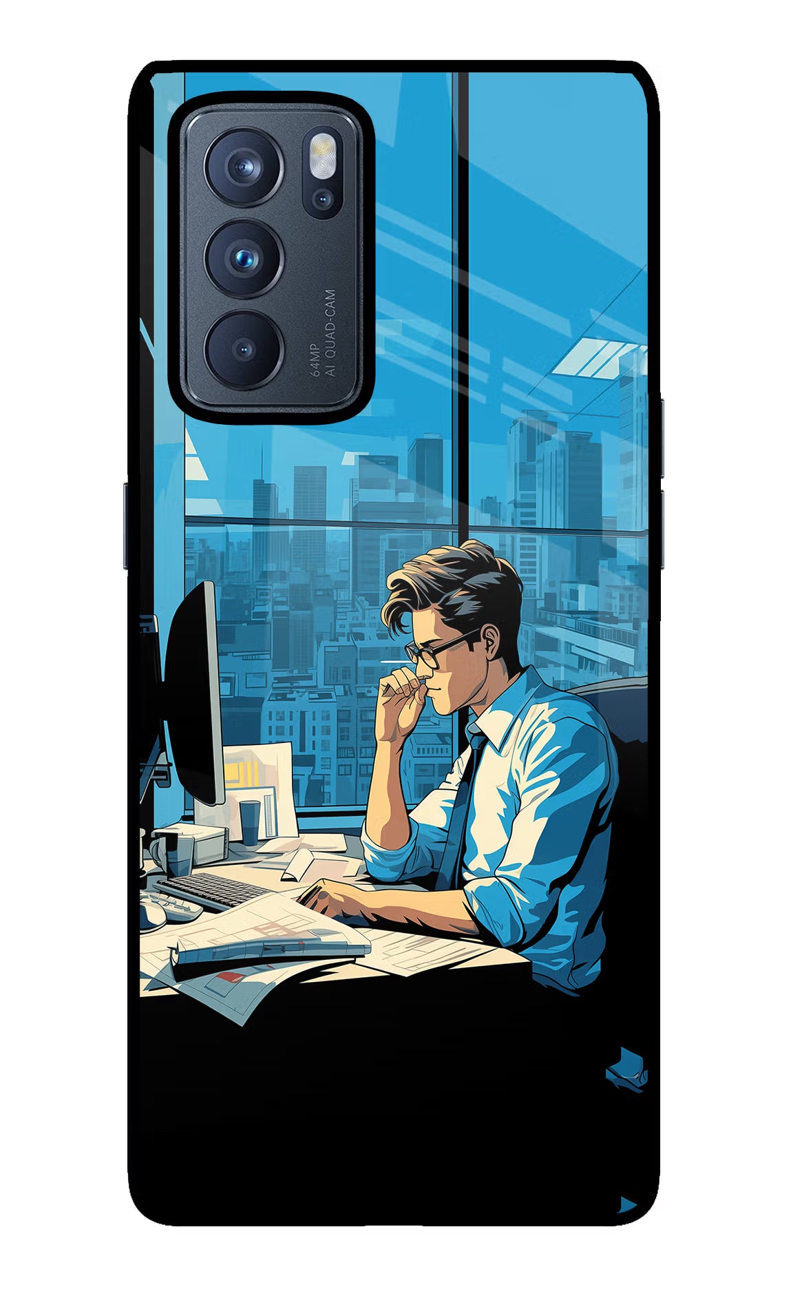 Focused Hustler (AI Generated) Oppo Reno6 Pro 5G Glass Case Back Cover by Casekaro