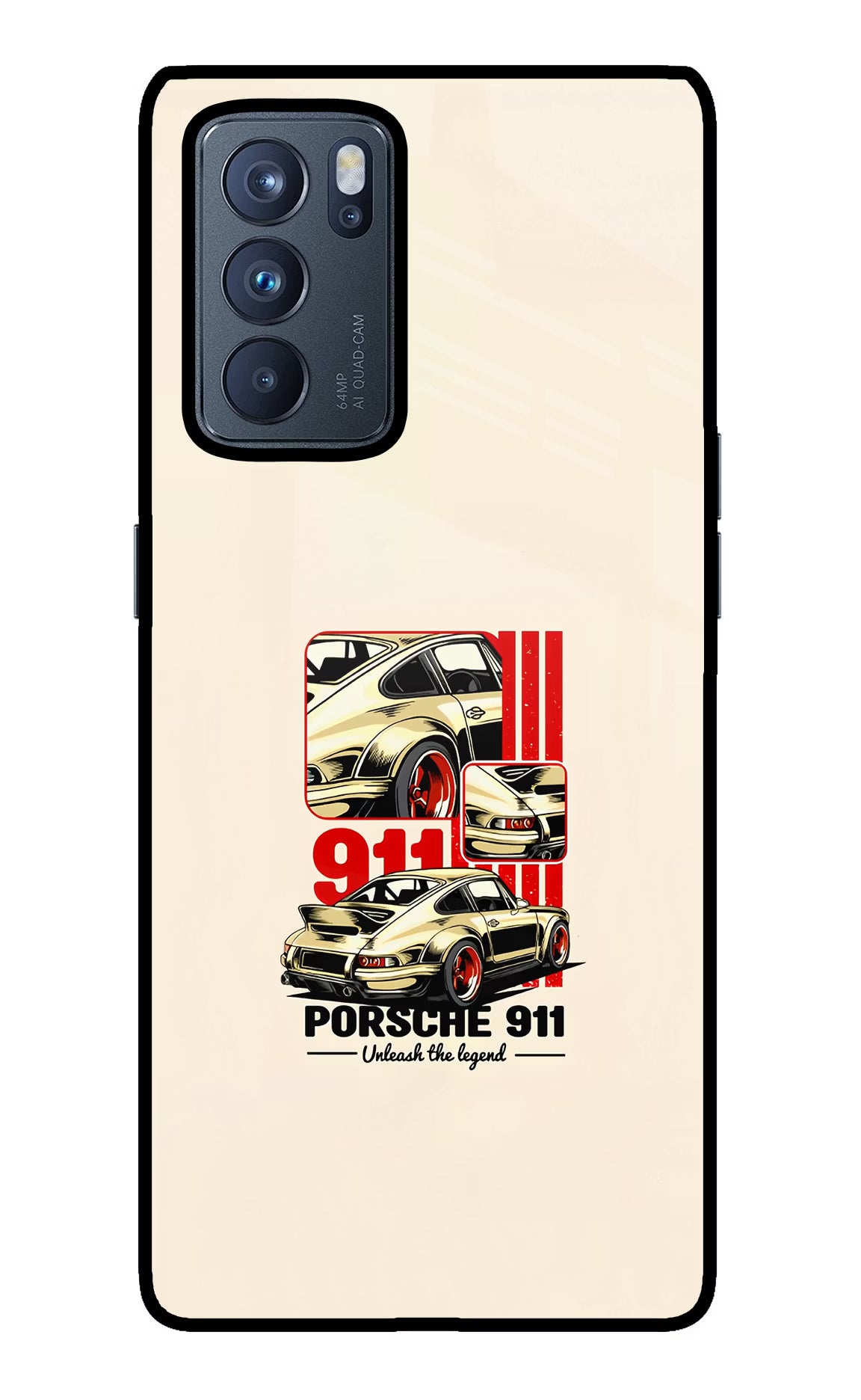 Classic Porsche 911 Oppo Reno6 Pro 5G Glass Case Back Cover by Casekaro