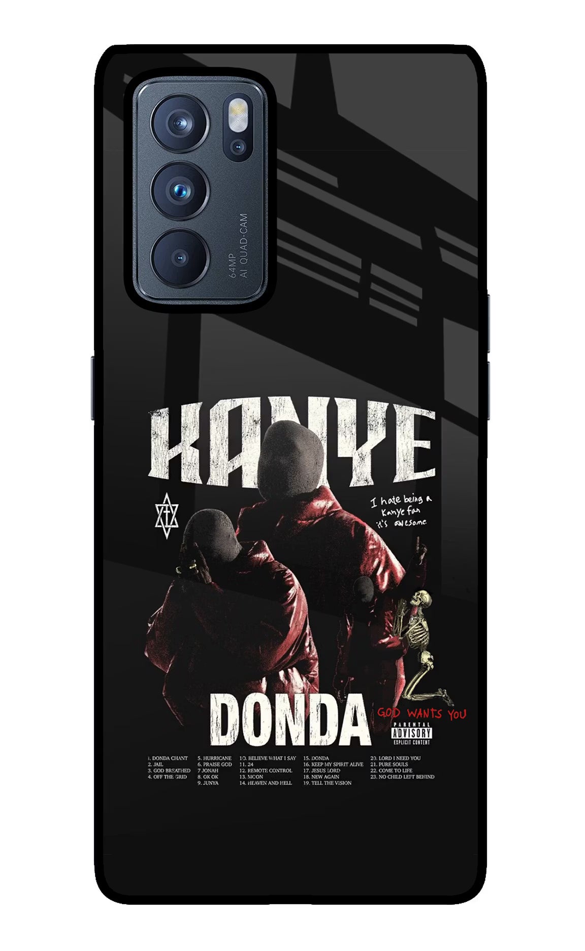 Donda Kanye West Oppo Reno6 Pro 5G Glass Case Back Cover by Casekaro