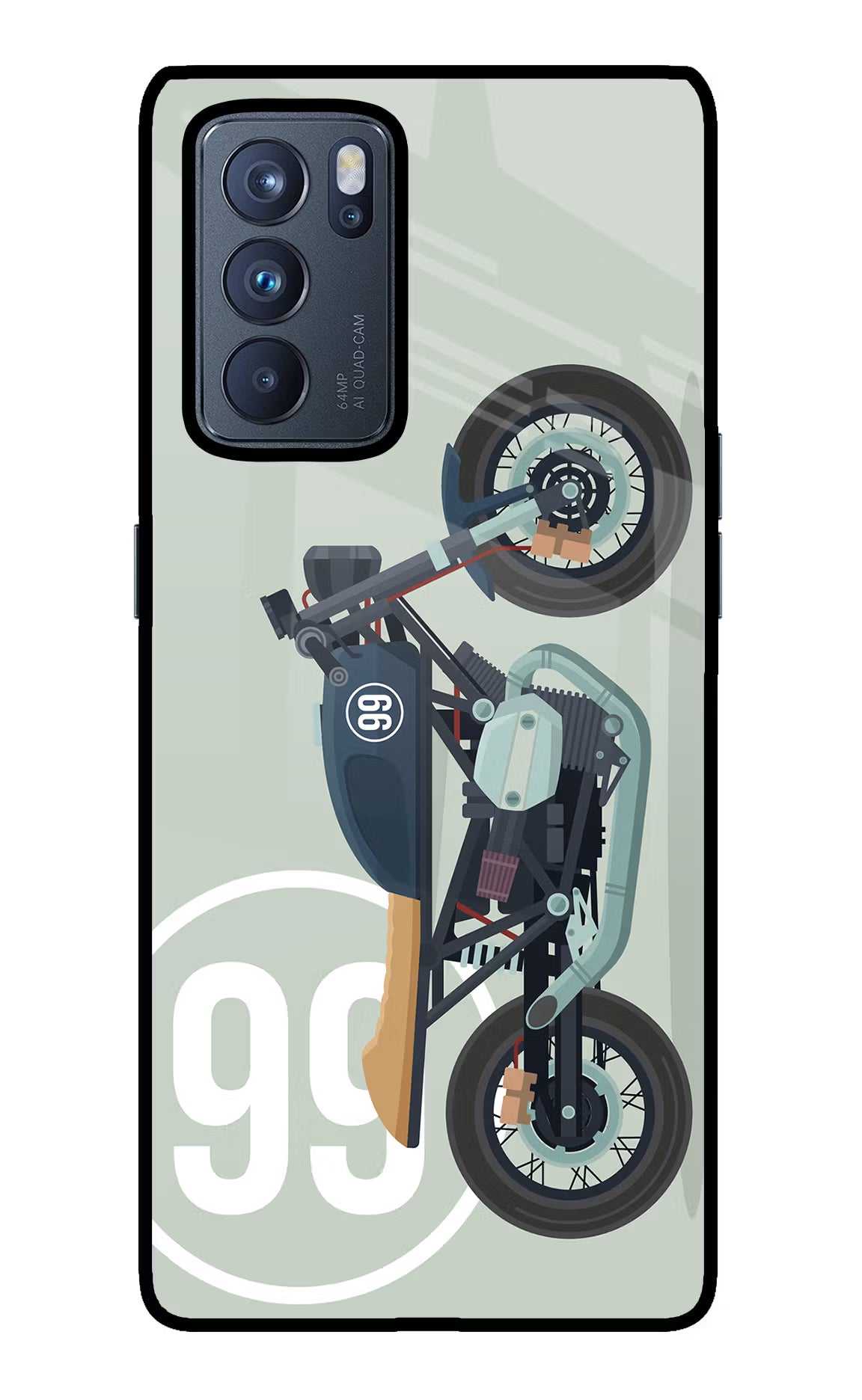 Classic Cafe Racer 99 Oppo Reno6 Pro 5G Glass Case Back Cover by Casekaro