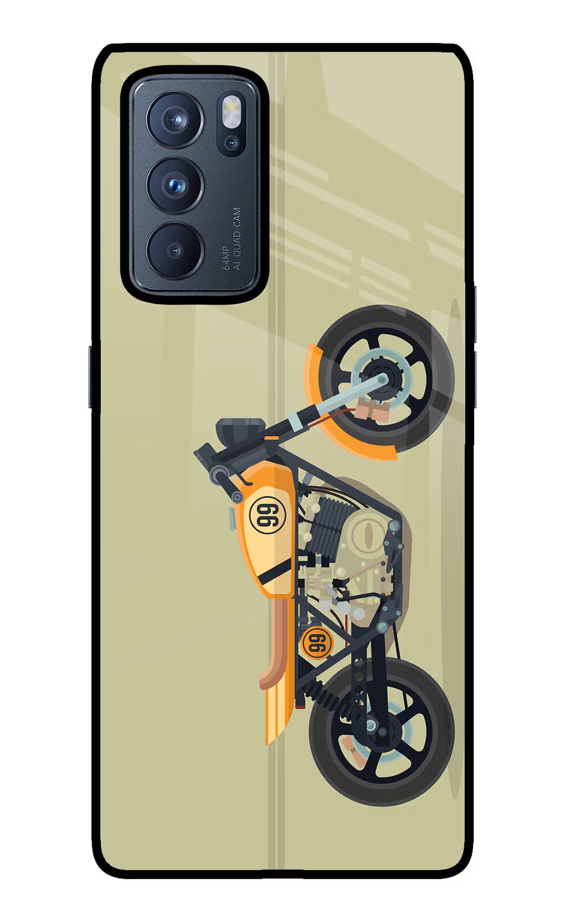 Vertical Speedster Oppo Reno6 Pro 5G Glass Case Back Cover by Casekaro