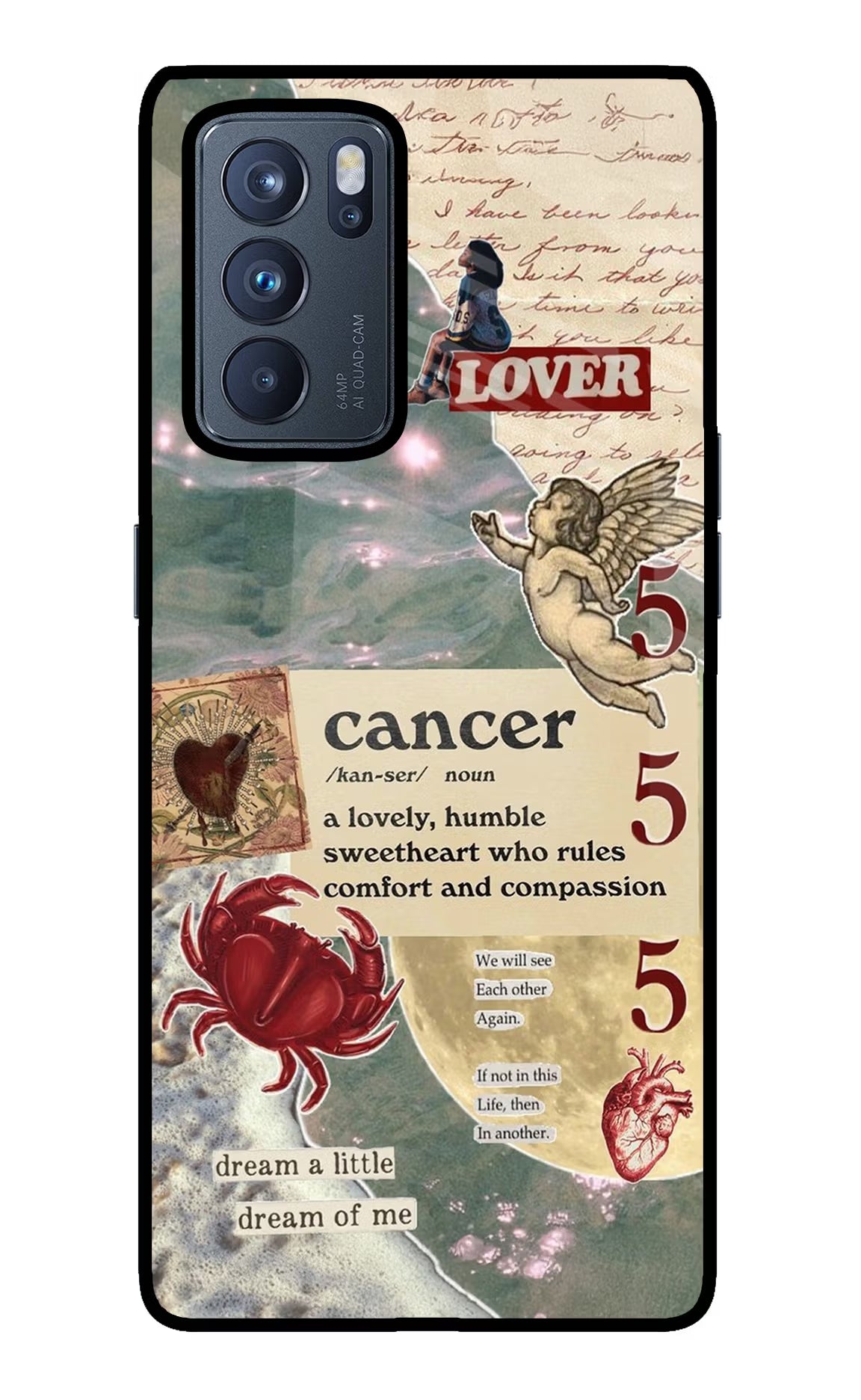 Cancer Zodiac Oppo Reno6 Pro 5G Glass Case Back Cover by Casekaro