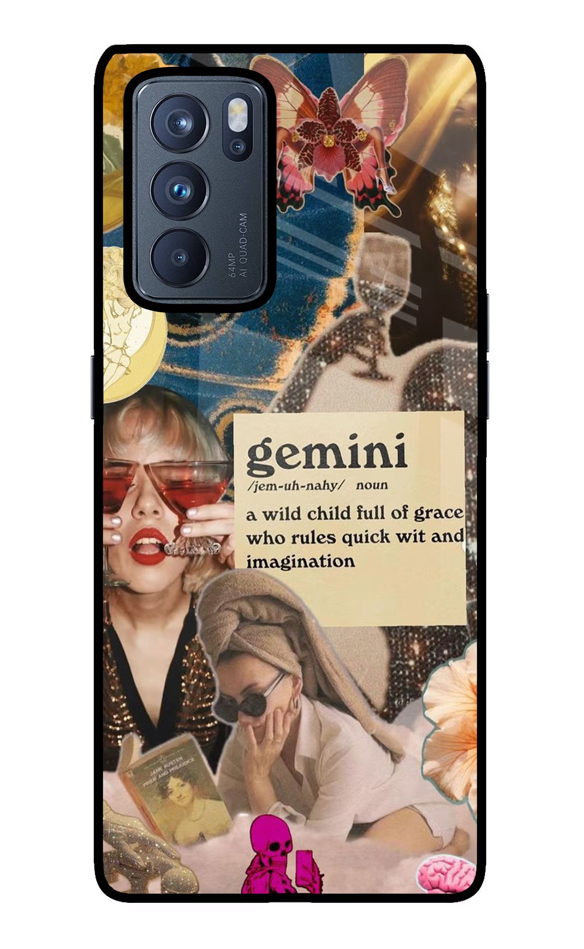 Gemini Zodiac Oppo Reno6 Pro 5G Glass Case Back Cover by Casekaro