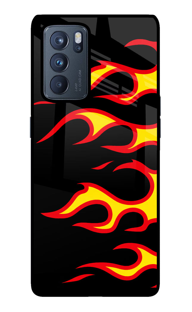 Side Sweep Flames Oppo Reno6 Pro 5G Glass Case