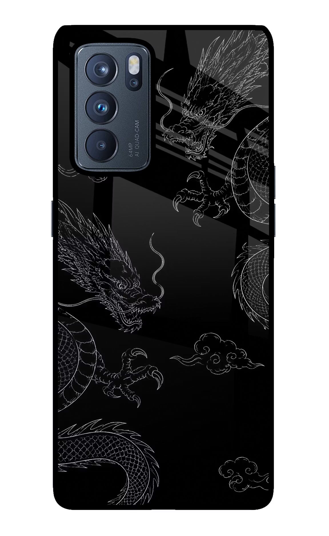 Twin Dragons Oppo Reno6 Pro 5G Glass Case Back Cover by Casekaro