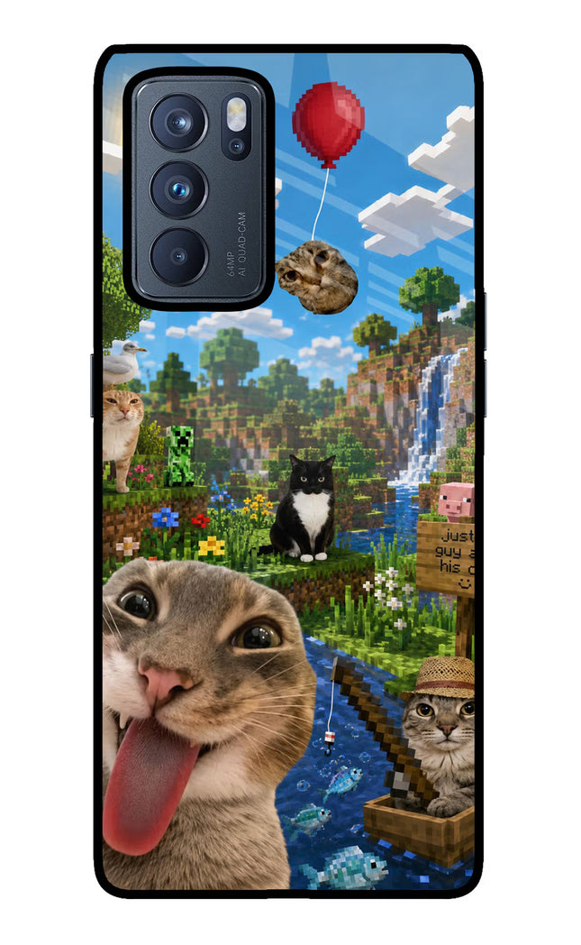 Minecraft Cat Chaos Oppo Reno6 Pro 5G Glass Case