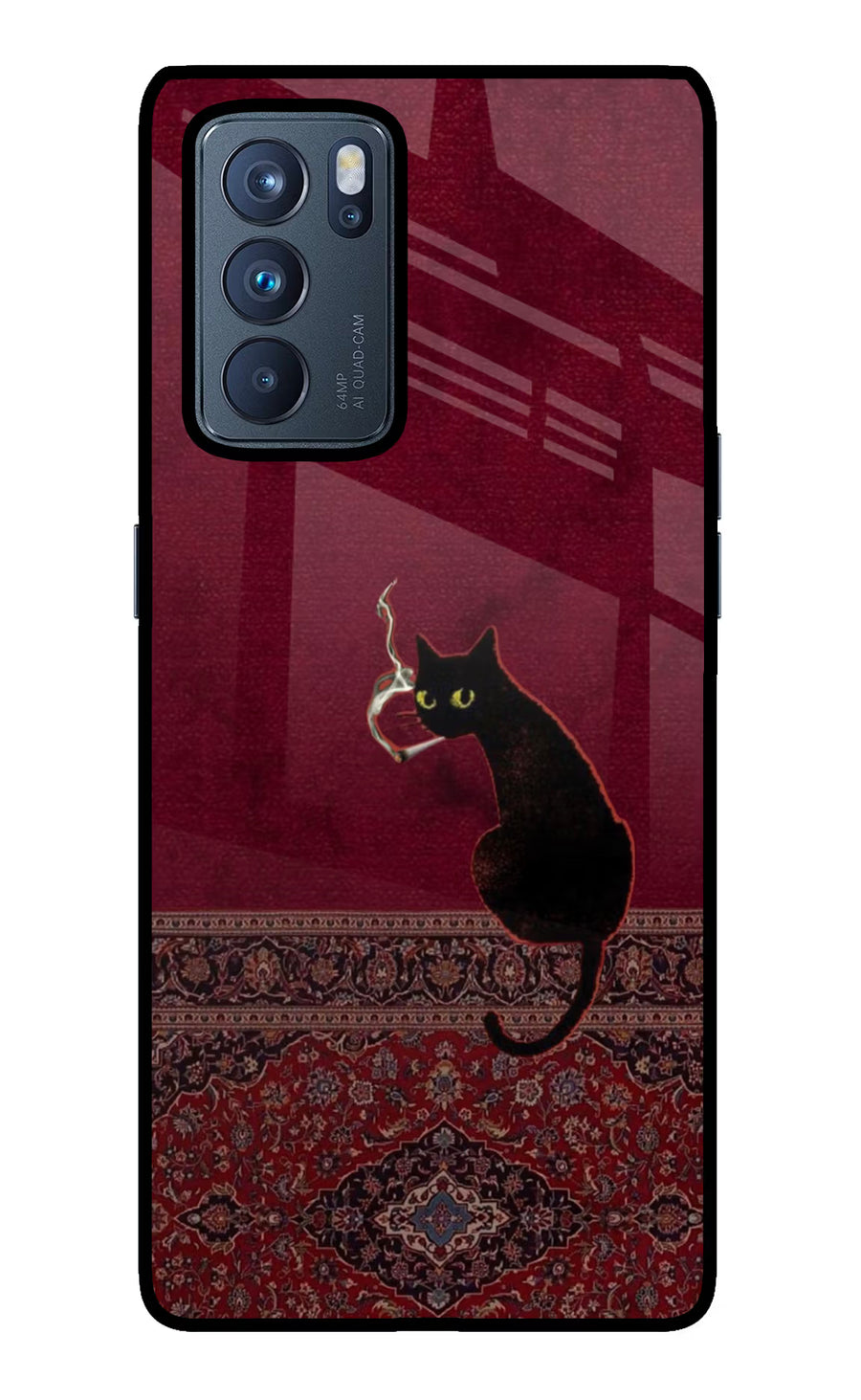 Midnight Cat Oppo Reno6 Pro 5G Back Cover, Glass case