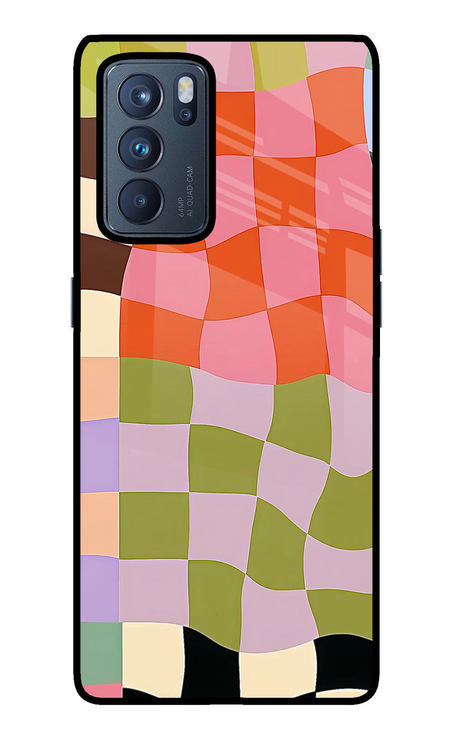 Wavy Grid Oppo Reno6 Pro 5G Back Cover, Glass case