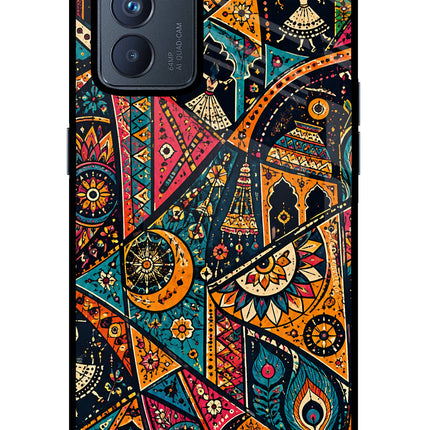 Folk Print Oppo Reno6 Pro 5G Glass Case Back Cover by Casekaro