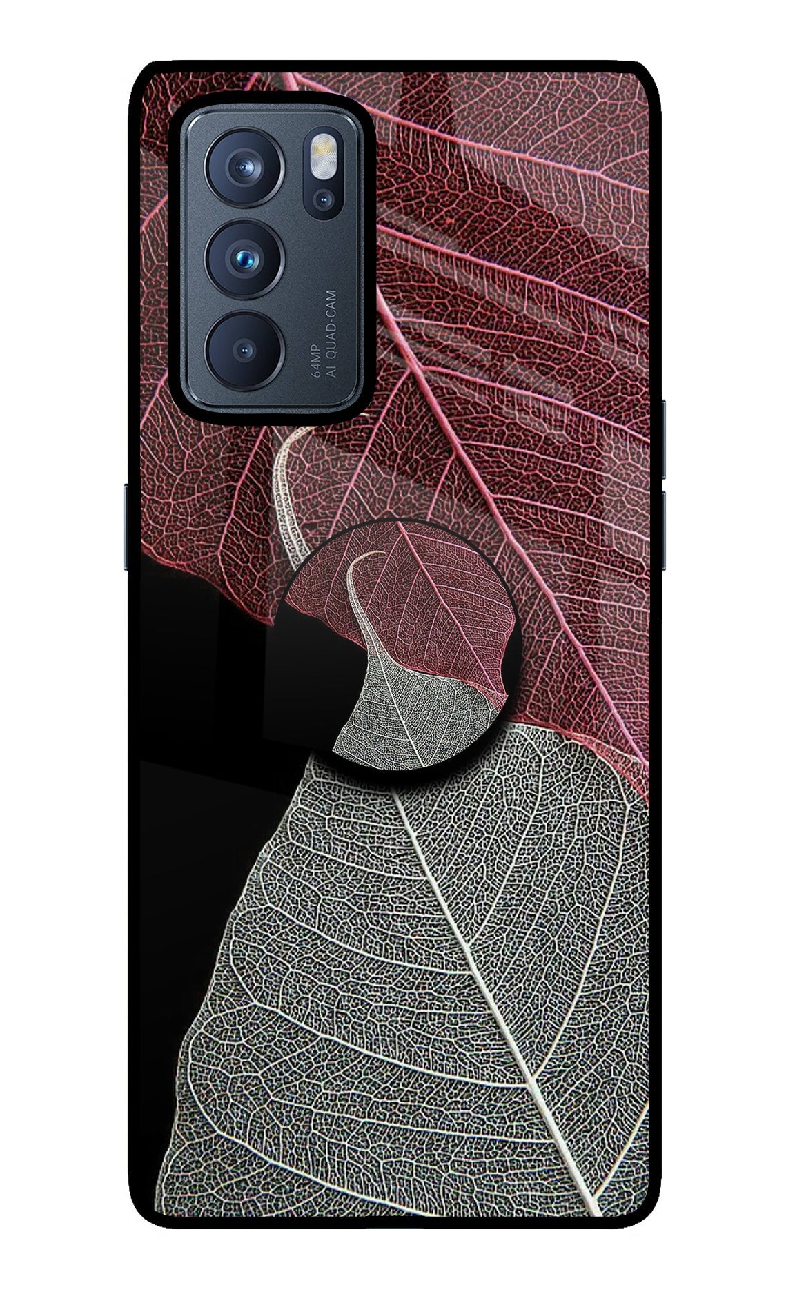 Leaf Pattern Oppo Reno6 Pro 5G Glass Case