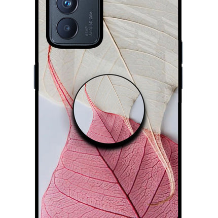 White Pink Leaf Oppo Reno6 Pro 5G Glass Case