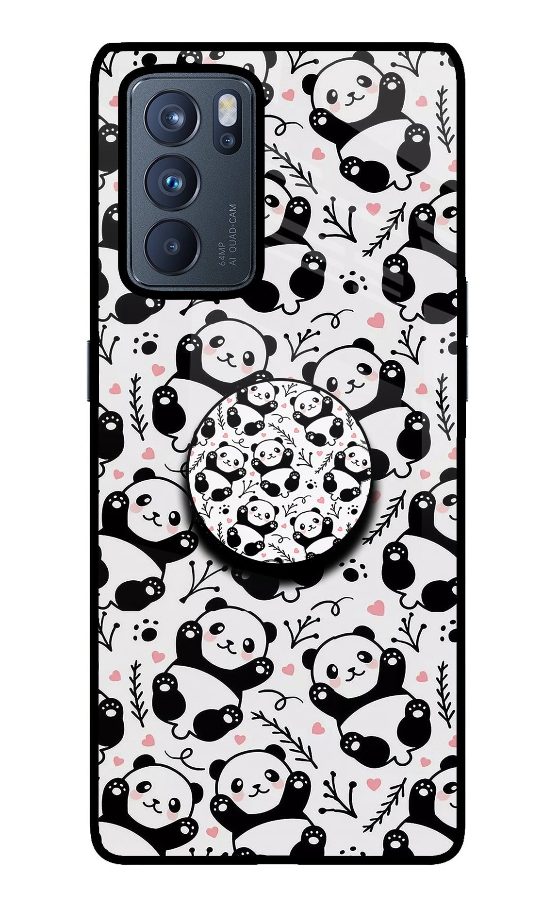 Cute Panda Oppo Reno6 Pro 5G Glass Case