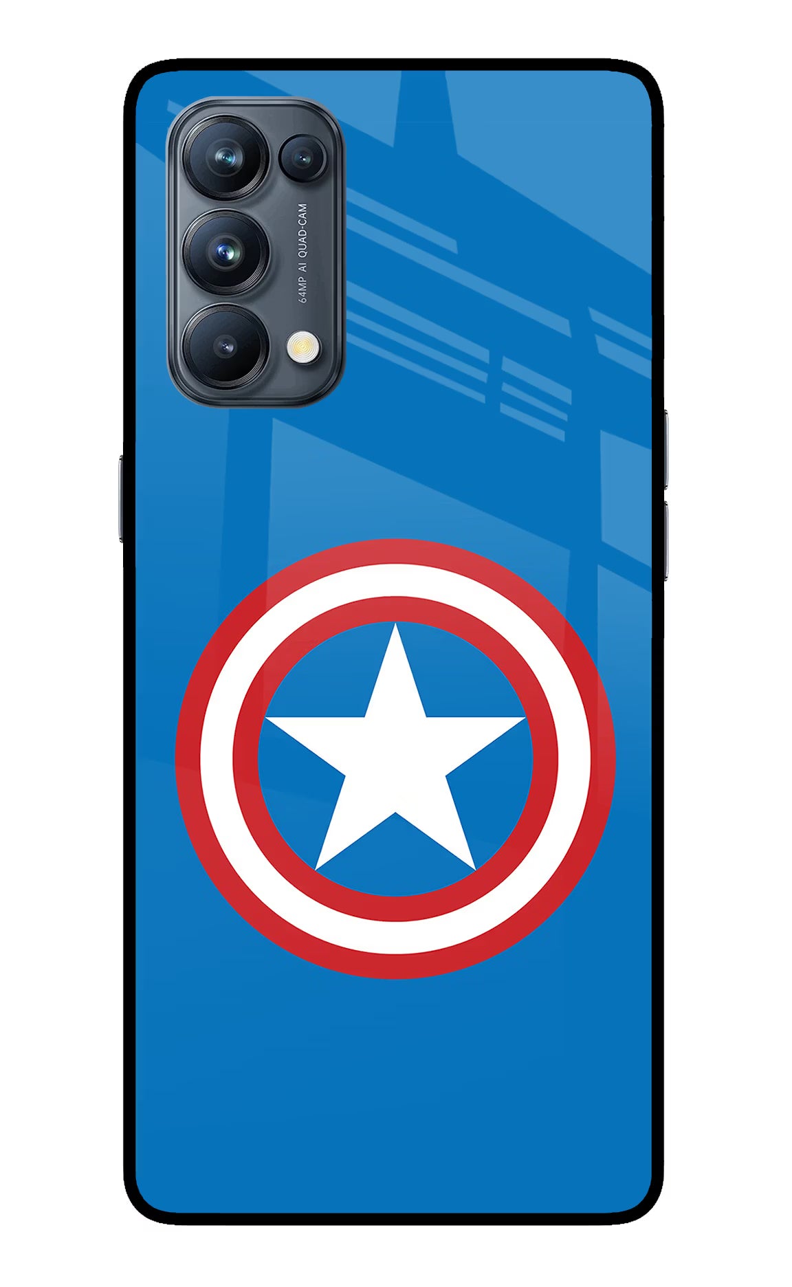 Captain America Logo Oppo Reno5 Pro 5G Glass Case Back Cover by Casekaro