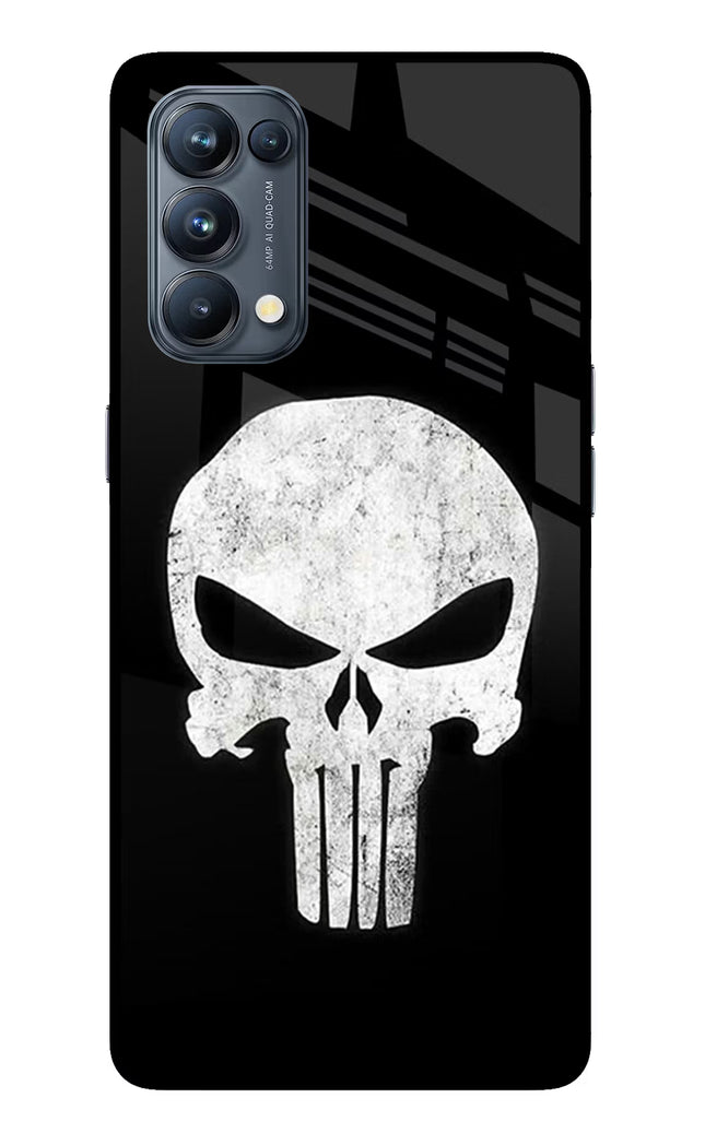 Punisher Skull Oppo Reno5 Pro 5G Glass Case Back Cover by Casekaro