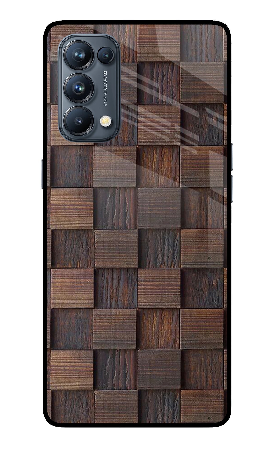 Wooden Cube Design Oppo Reno5 Pro 5G Glass Case