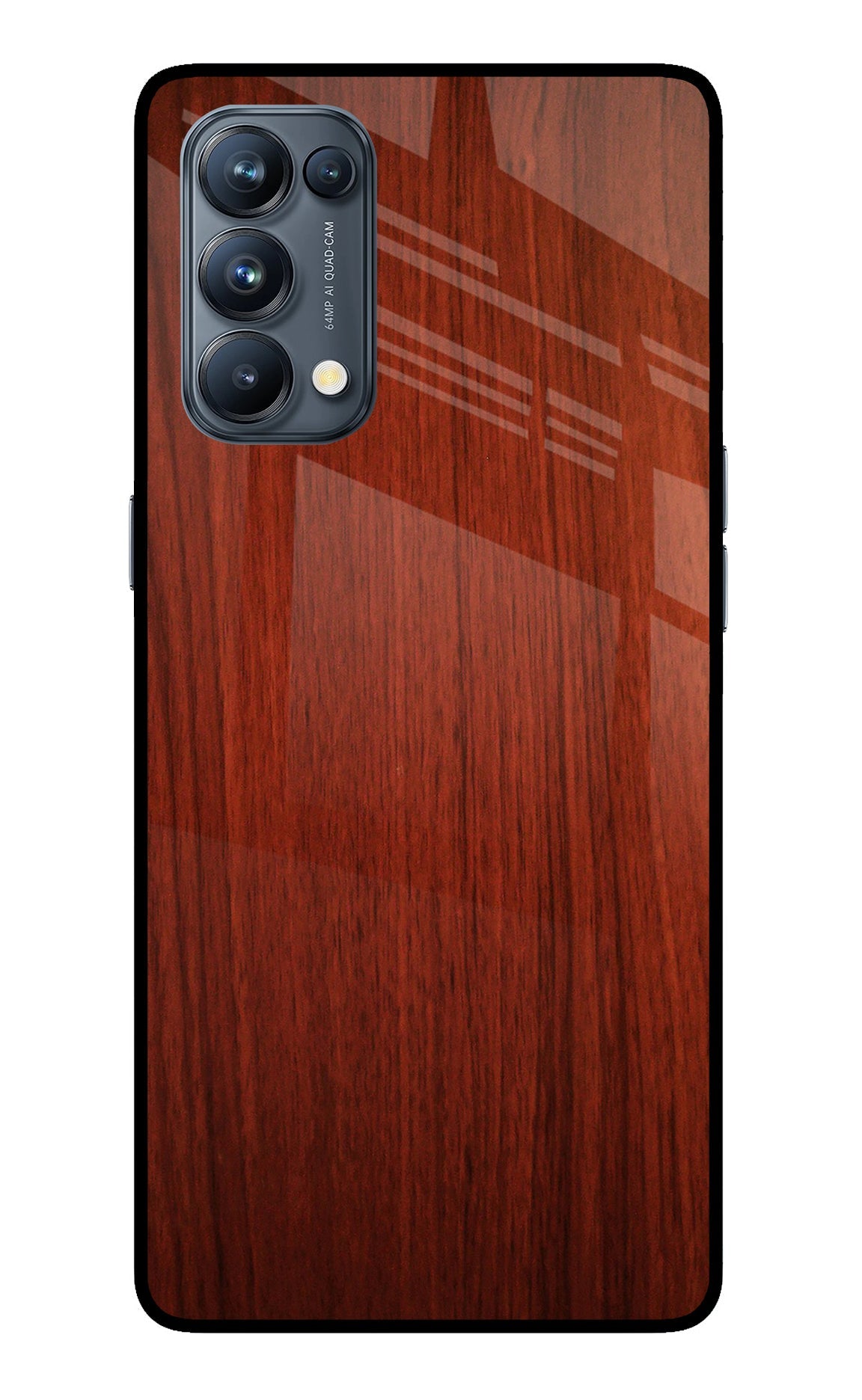 Wooden Plain Pattern Oppo Reno5 Pro 5G Glass Case