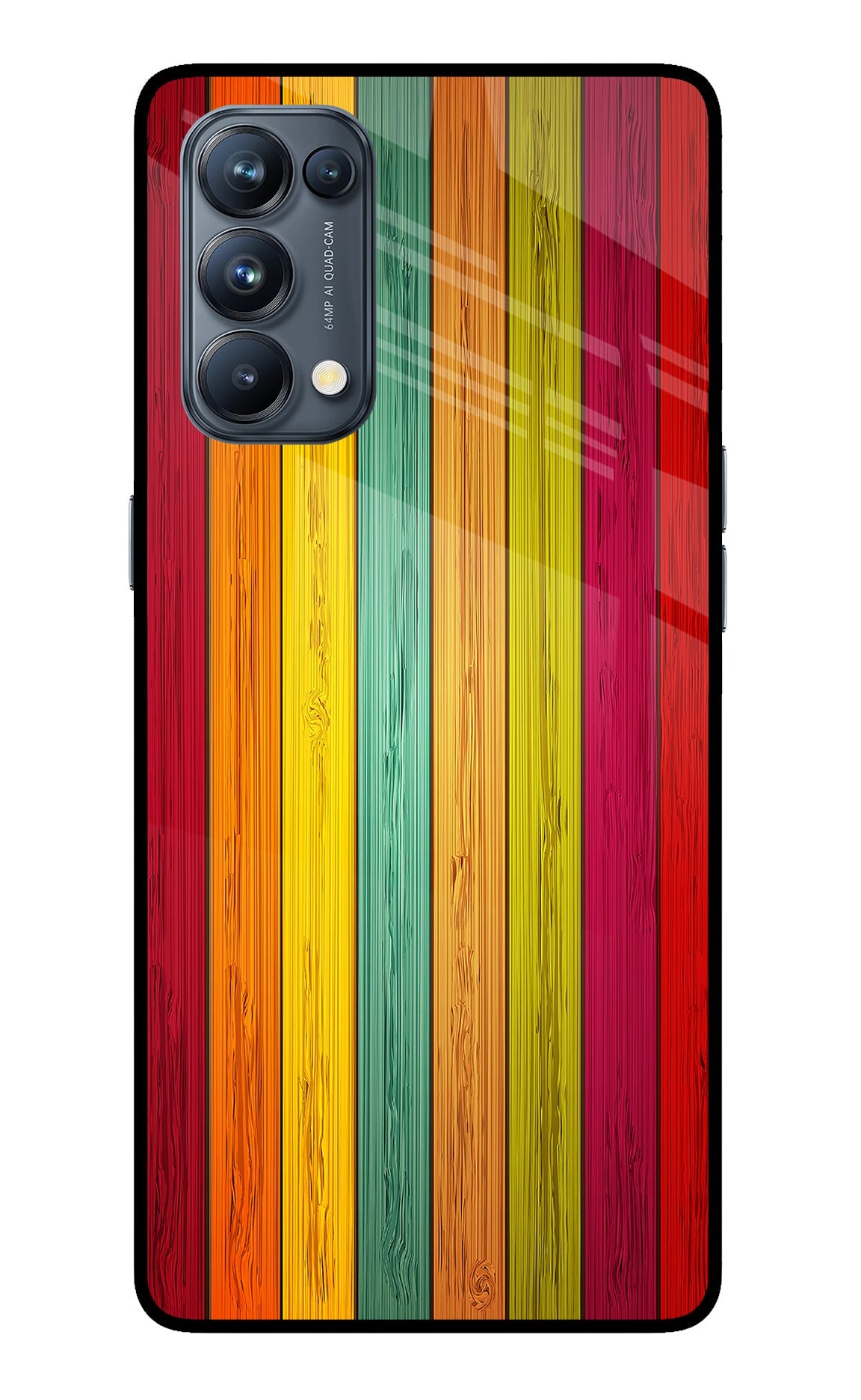 Multicolor Wooden Oppo Reno5 Pro 5G Glass Case