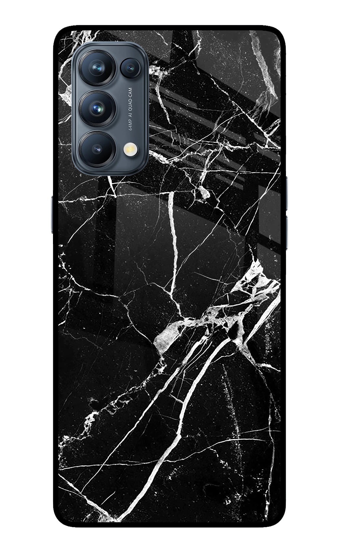 Black Marble Pattern Oppo Reno5 Pro 5G Glass Case