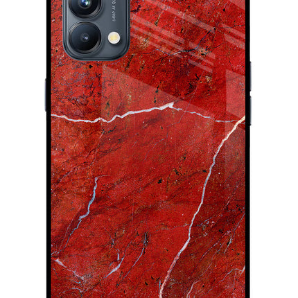 Red Marble Design Oppo Reno5 Pro 5G Glass Case Back Cover by Casekaro