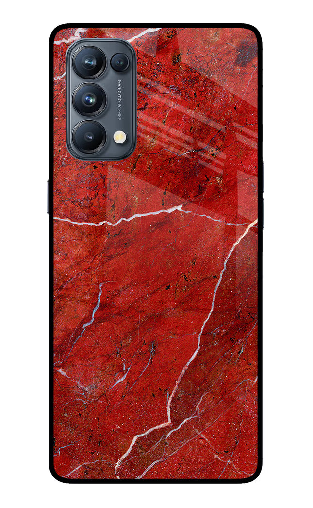 Red Marble Design Oppo Reno5 Pro 5G Glass Case Back Cover by Casekaro