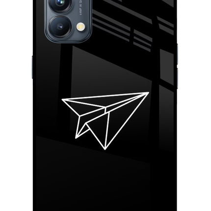 Paper Plane White Oppo Reno5 Pro 5G Glass Case Back Cover by Casekaro