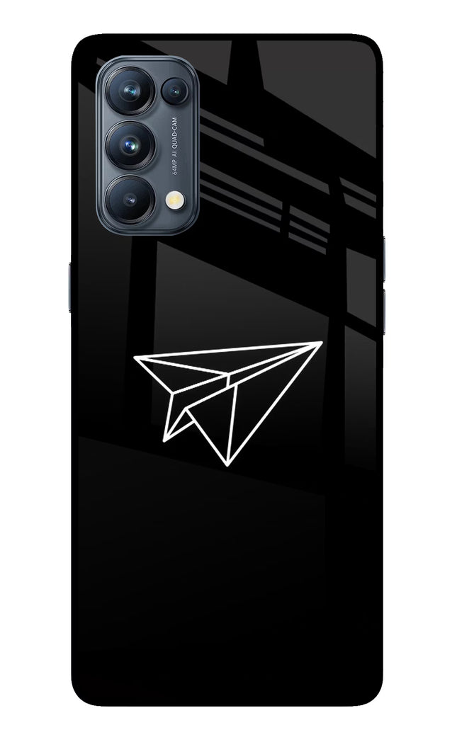 Paper Plane White Oppo Reno5 Pro 5G Glass Case Back Cover by Casekaro