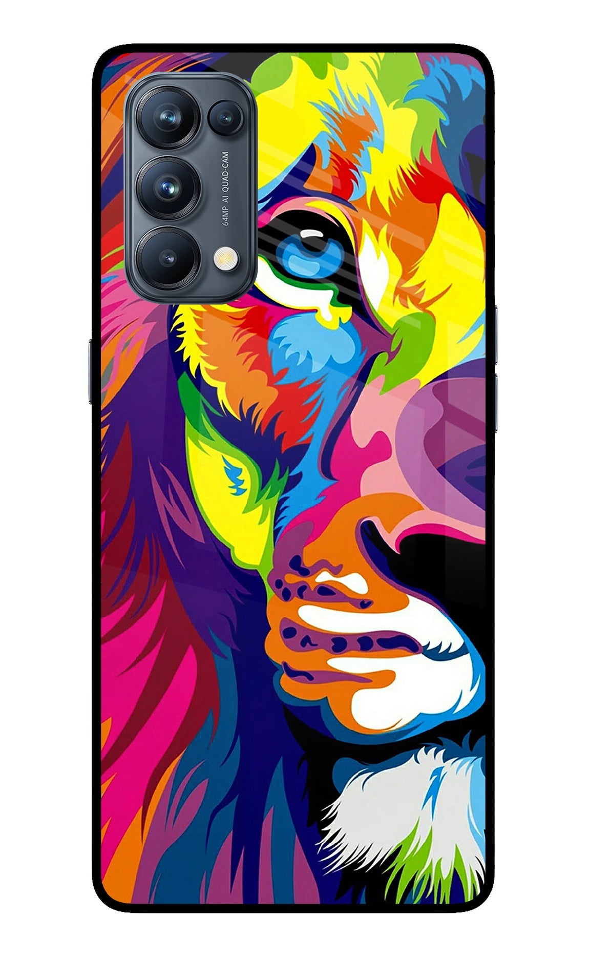 Lion Half Face Oppo Reno5 Pro 5G Back Cover