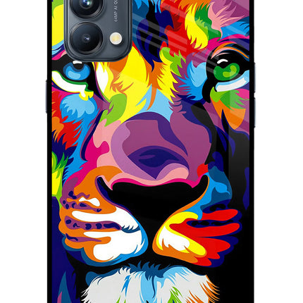Lion Oppo Reno5 Pro 5G Glass Case Back Cover by Casekaro