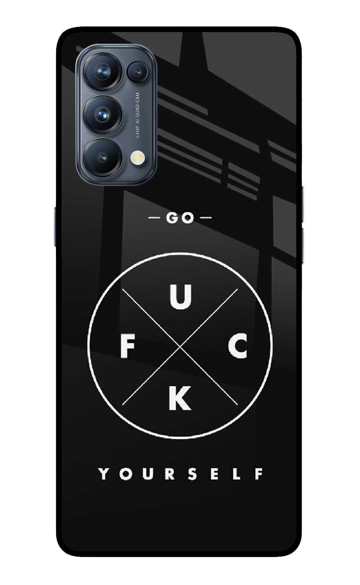 Go Fuck Yourself Oppo Reno5 Pro 5G Glass Case Back Cover by Casekaro
