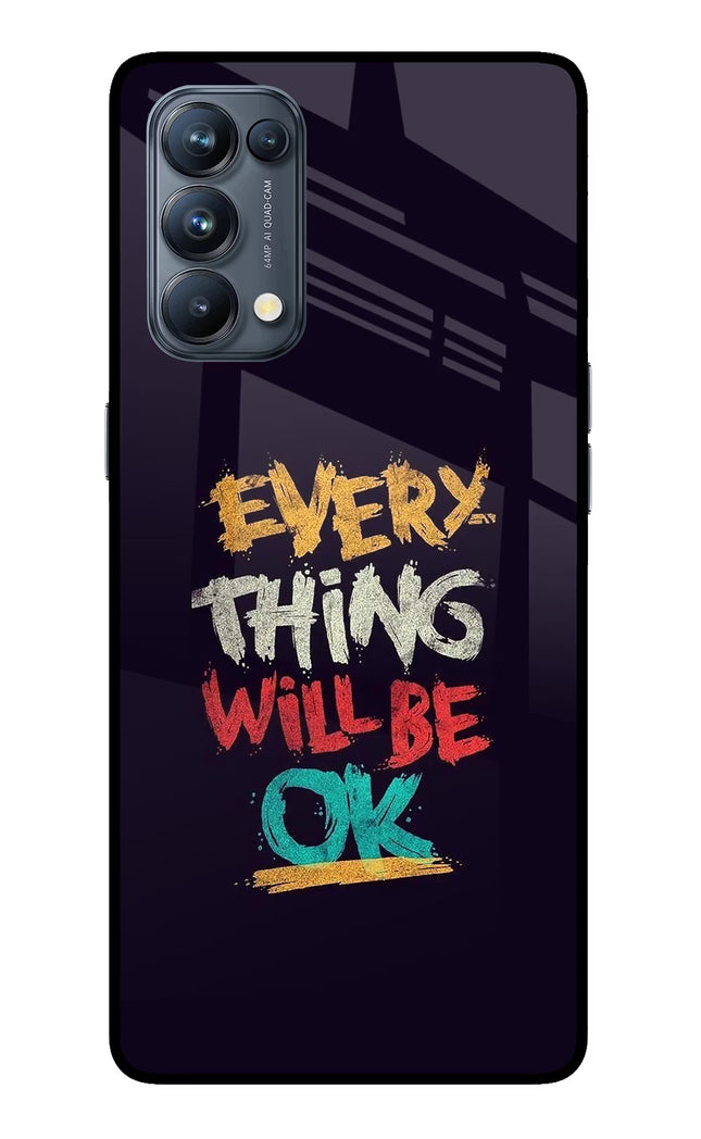Everything Will Be Ok Oppo Reno5 Pro 5G Glass Case Back Cover by Casekaro