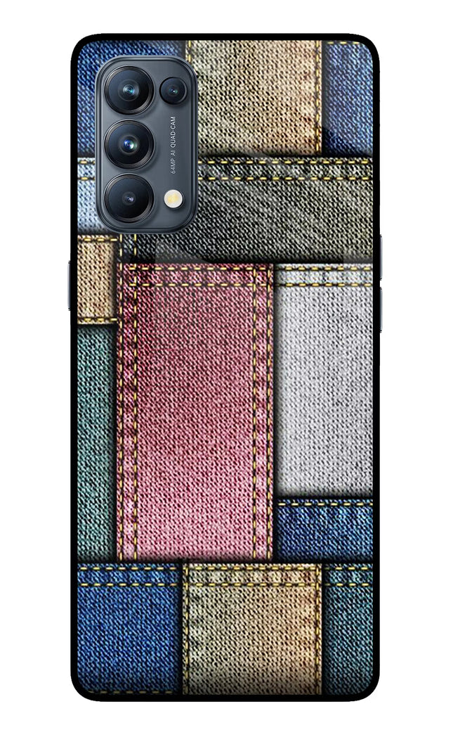 Multicolor Jeans Oppo Reno5 Pro 5G Glass Case Back Cover by Casekaro