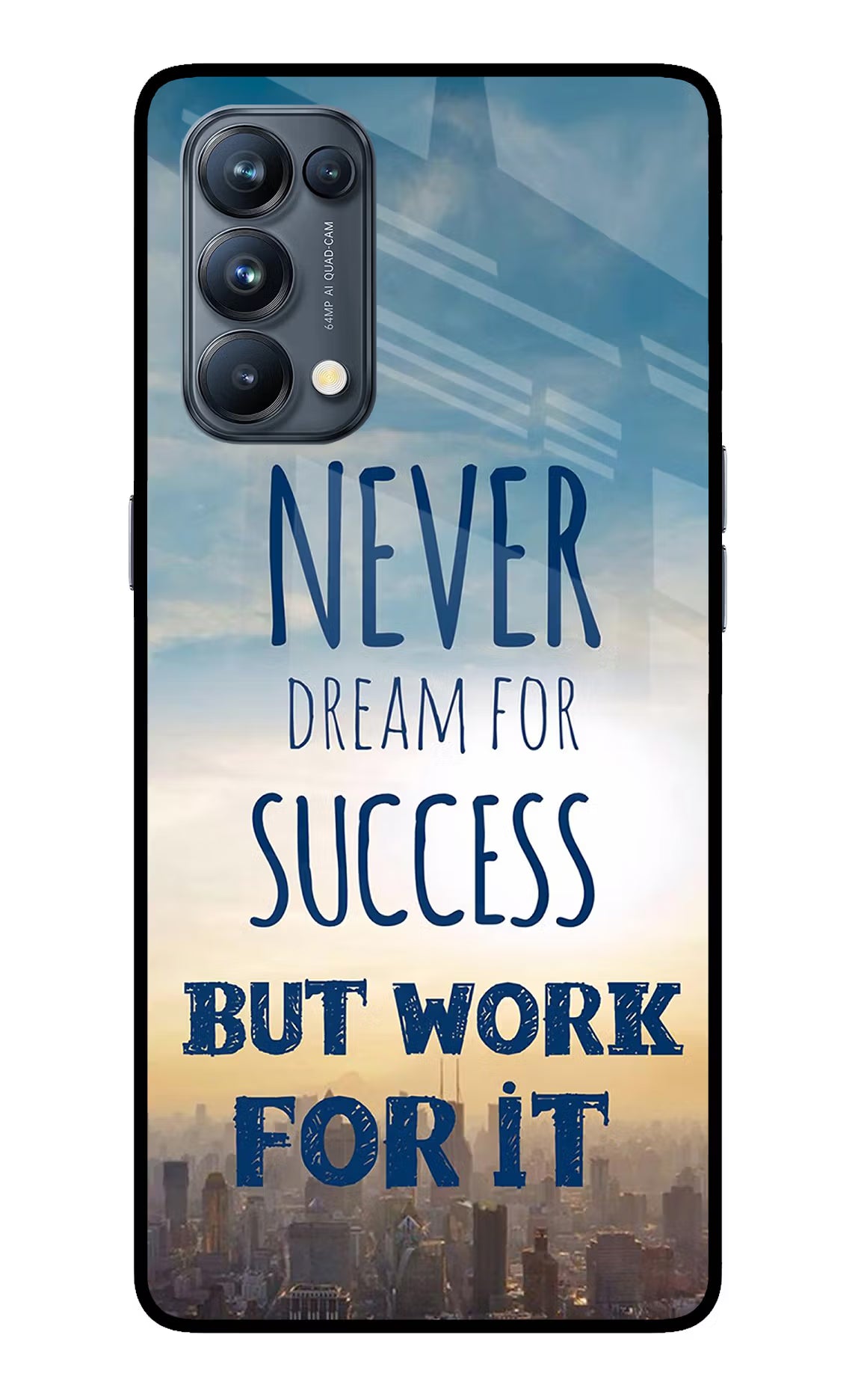 Never Dream For Success But Work For It Oppo Reno5 Pro 5G Glass Case Back Cover by Casekaro