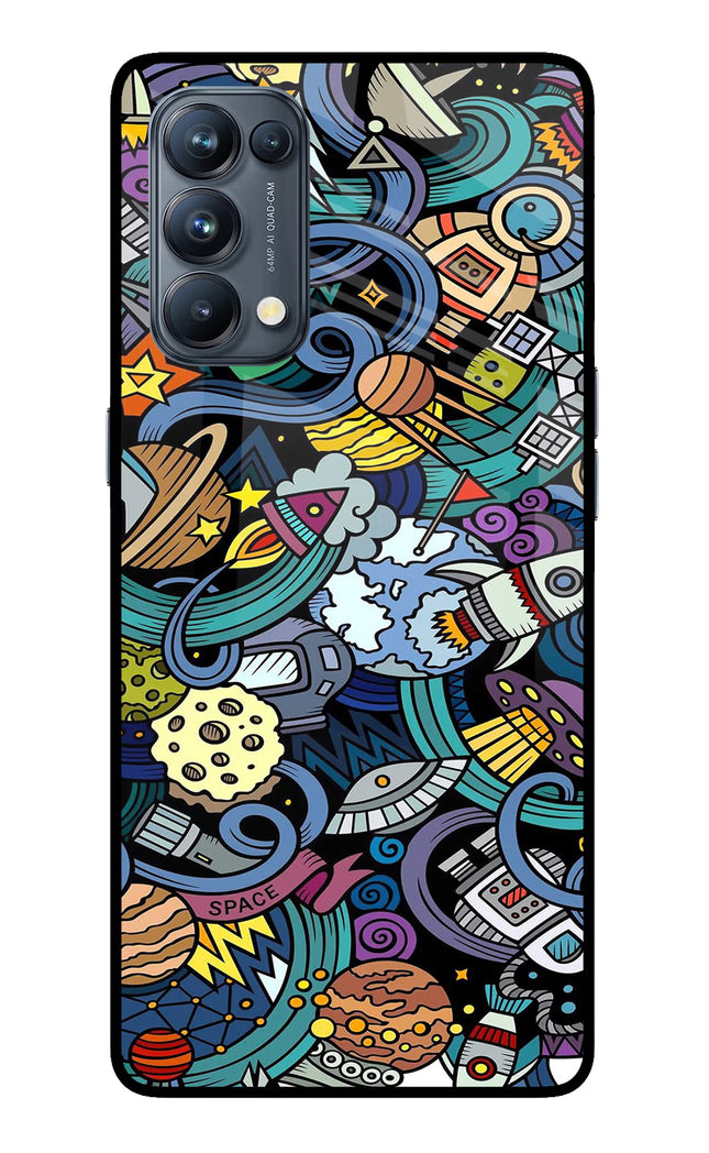 Space Abstract Oppo Reno5 Pro 5G Glass Case Back Cover by Casekaro