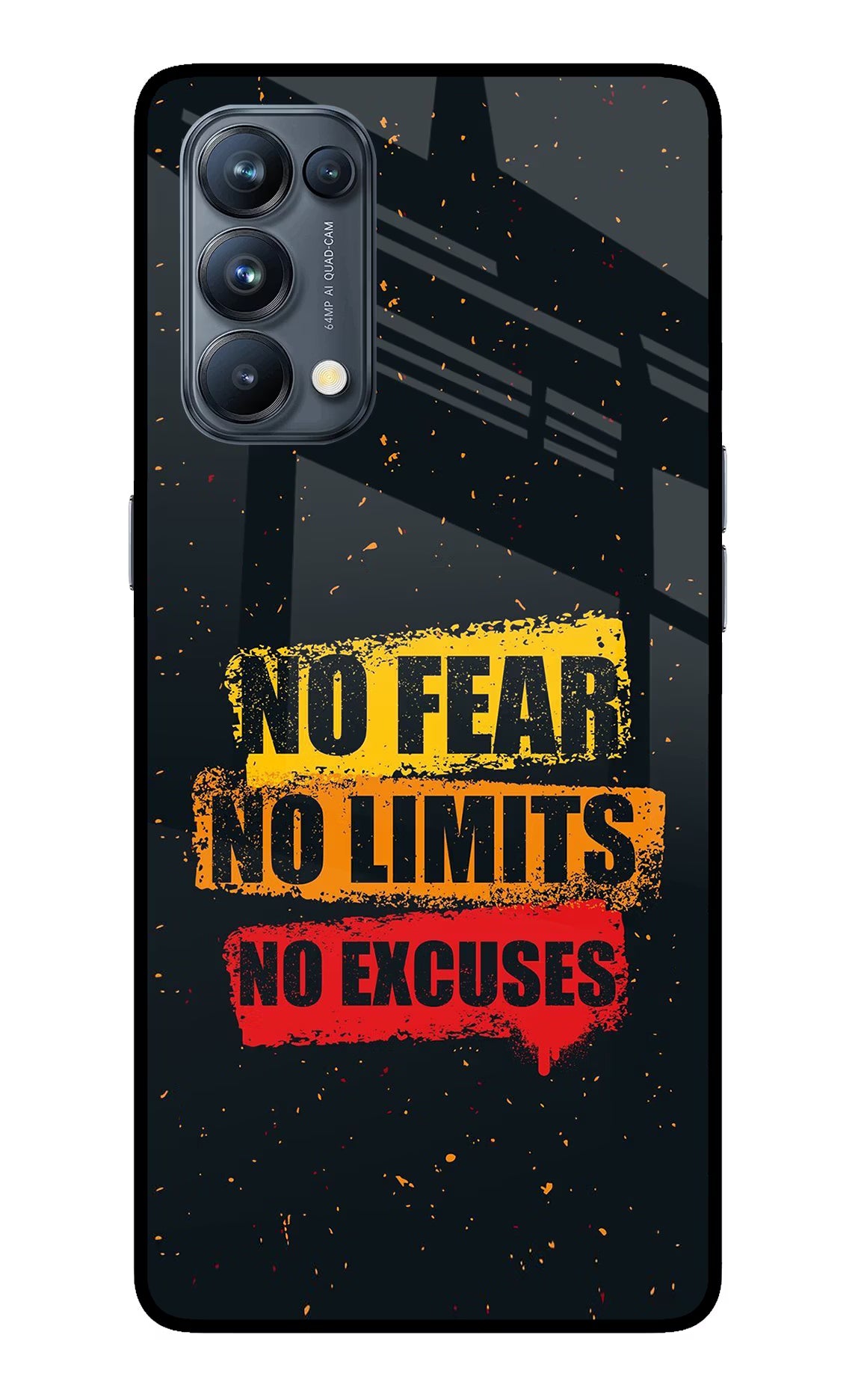 No Fear No Limits No Excuse Oppo Reno5 Pro 5G Glass Case Back Cover by Casekaro