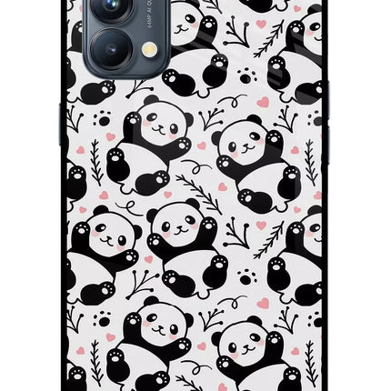 Cute Panda Oppo Reno5 Pro 5G Glass Case Back Cover by Casekaro