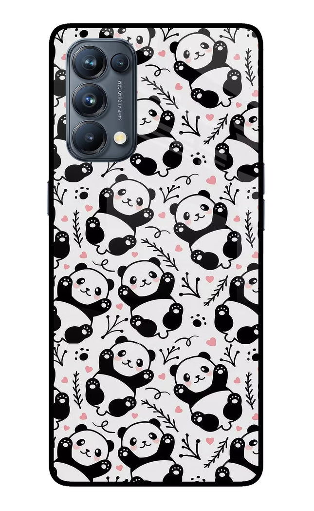 Cute Panda Oppo Reno5 Pro 5G Glass Case Back Cover by Casekaro
