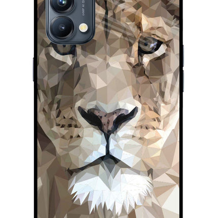 Lion Art Oppo Reno5 Pro 5G Glass Case Back Cover by Casekaro