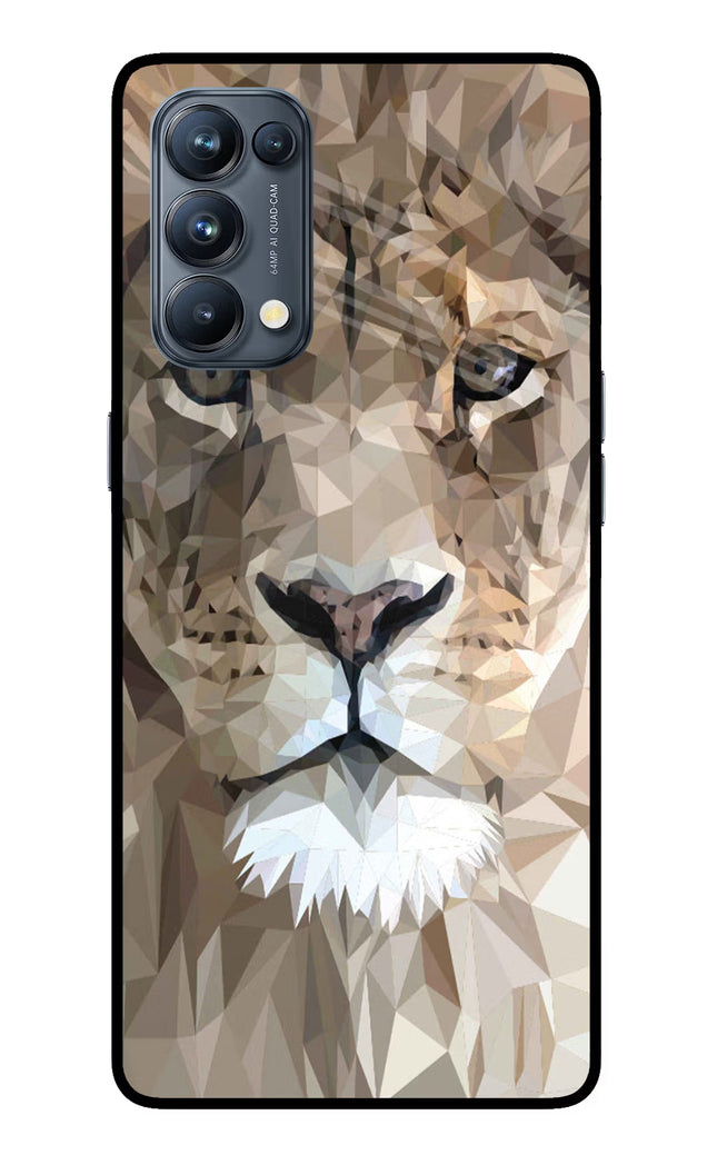 Lion Art Oppo Reno5 Pro 5G Glass Case Back Cover by Casekaro