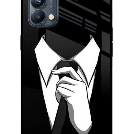 Black Tie Oppo Reno5 Pro 5G Glass Case Back Cover by Casekaro