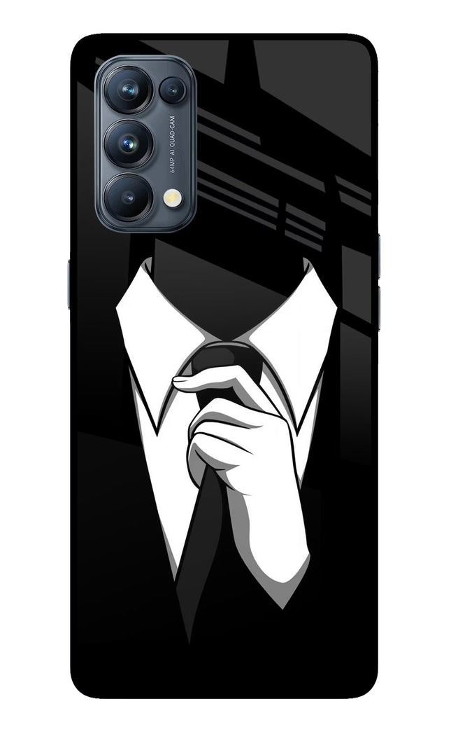 Black Tie Oppo Reno5 Pro 5G Glass Case Back Cover by Casekaro