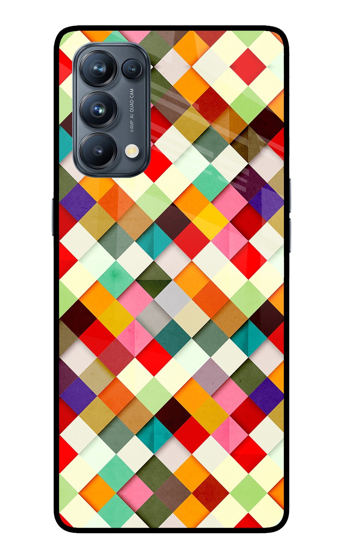 Geometric Abstract Colorful Oppo Reno5 Pro 5G Glass Case