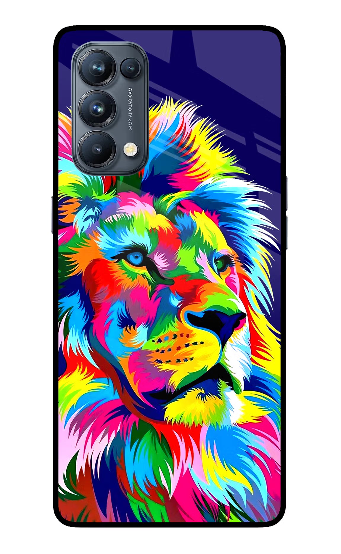 Vector Art Lion Oppo Reno5 Pro 5G Glass Case Back Cover by Casekaro