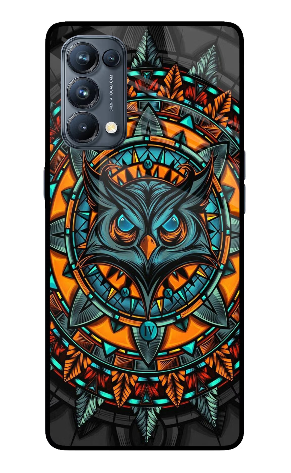 Angry Owl Art Oppo Reno5 Pro 5G Glass Case Back Cover by Casekaro