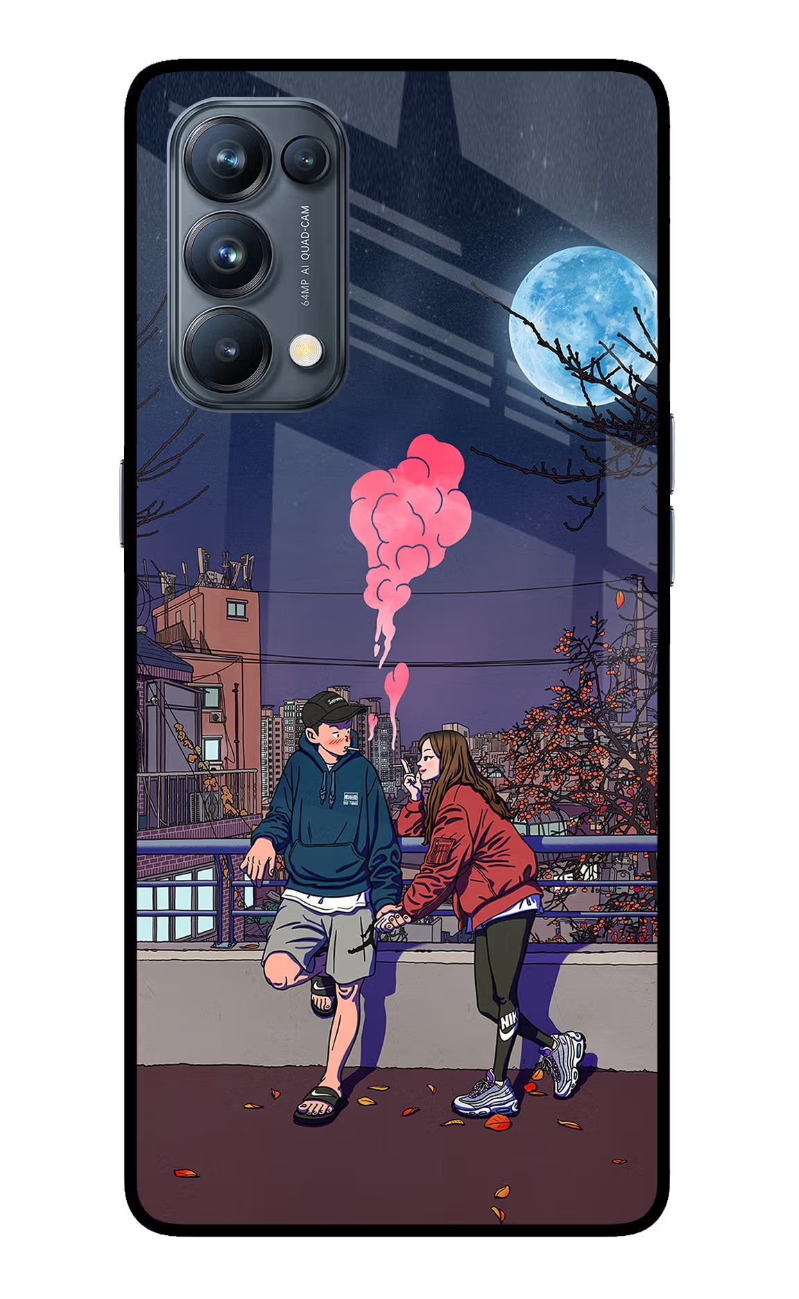 Chilling Couple Oppo Reno5 Pro 5G Glass Case Back Cover by Casekaro