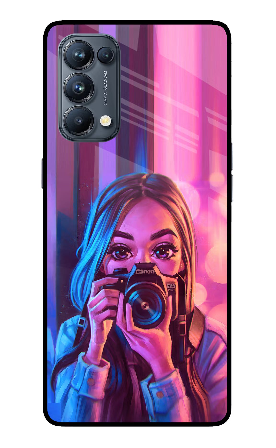 Girl Photographer Oppo Reno5 Pro 5G Glass Case Back Cover by Casekaro