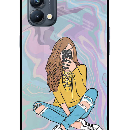 Selfie Girl Oppo Reno5 Pro 5G Glass Case Back Cover by Casekaro