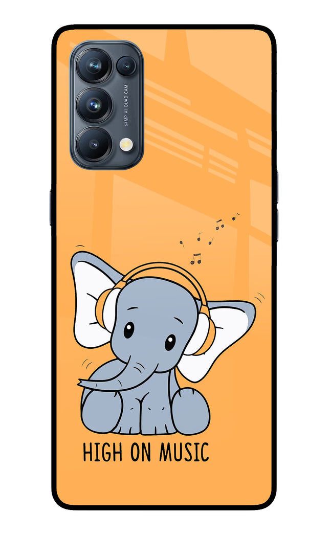 High On Music Oppo Reno5 Pro 5G Glass Case Back Cover by Casekaro